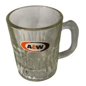 Vintage A &amp; W tiny collector mug mini 3x3" clear handle READ
